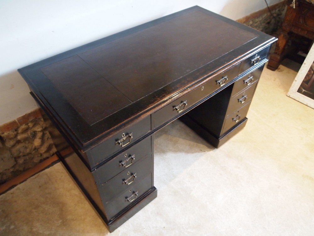 Desk Arts and Crafts Ebonised 3 part desk Mahogany Victorian c1880 View II