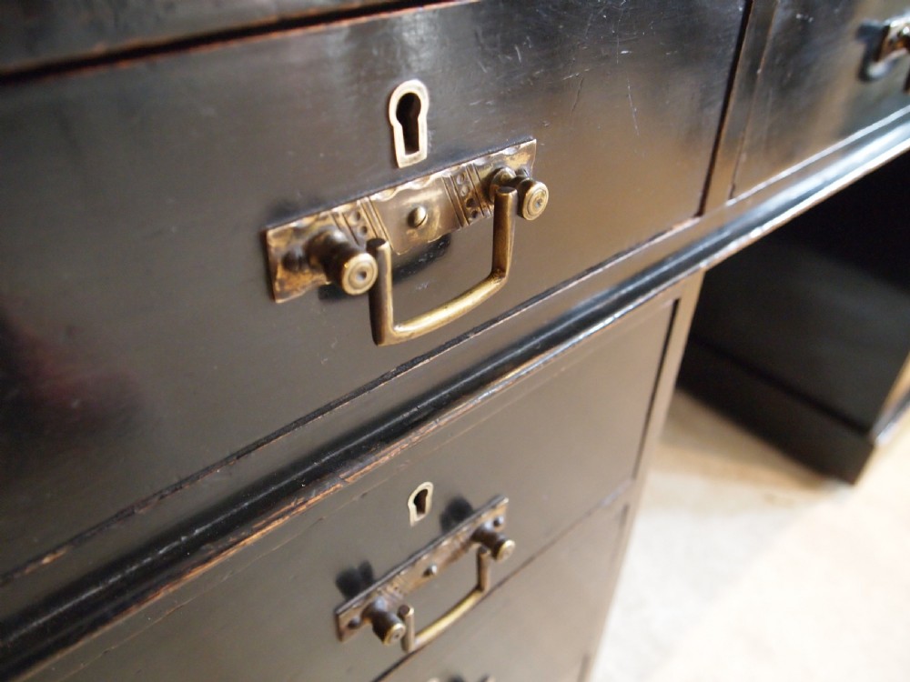 Desk Arts and Crafts Ebonised 3 part desk Mahogany Victorian c1880 View V