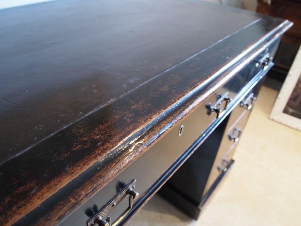 Desk Arts and Crafts Ebonised 3 part desk Mahogany Victorian c1880 View VIII