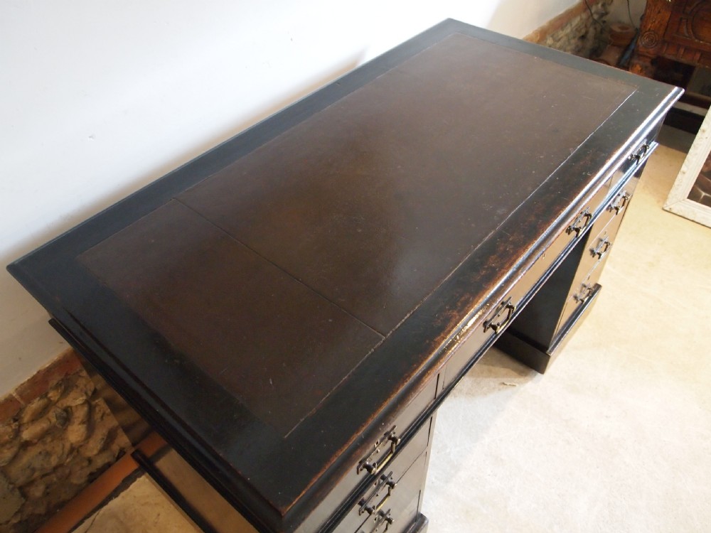 Desk Arts and Crafts Ebonised 3 part desk Mahogany Victorian c1880 View IX