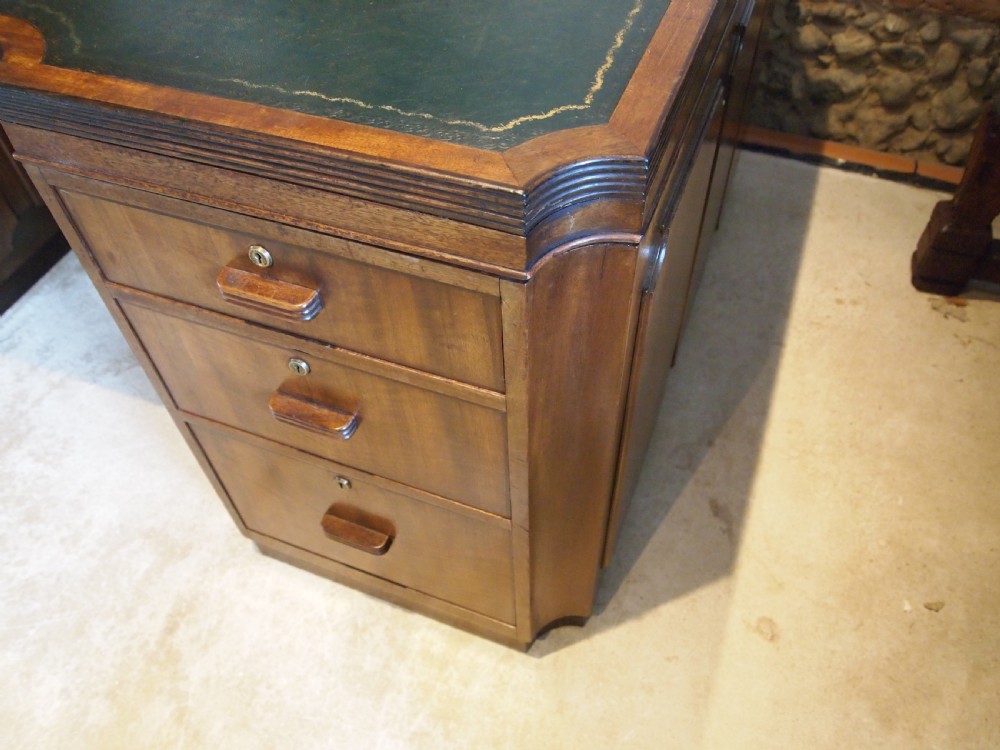 Desk Stunning Art Deco Mahogany Partners desk c1925 View VI