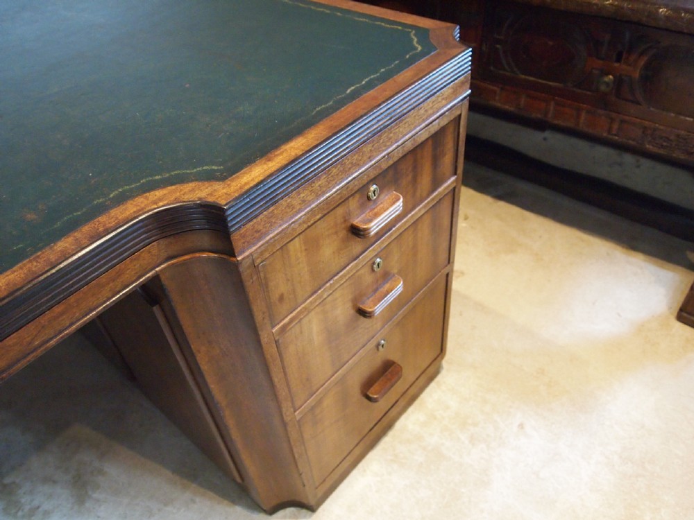 Desk Stunning Art Deco Mahogany Partners desk c1925 View VII