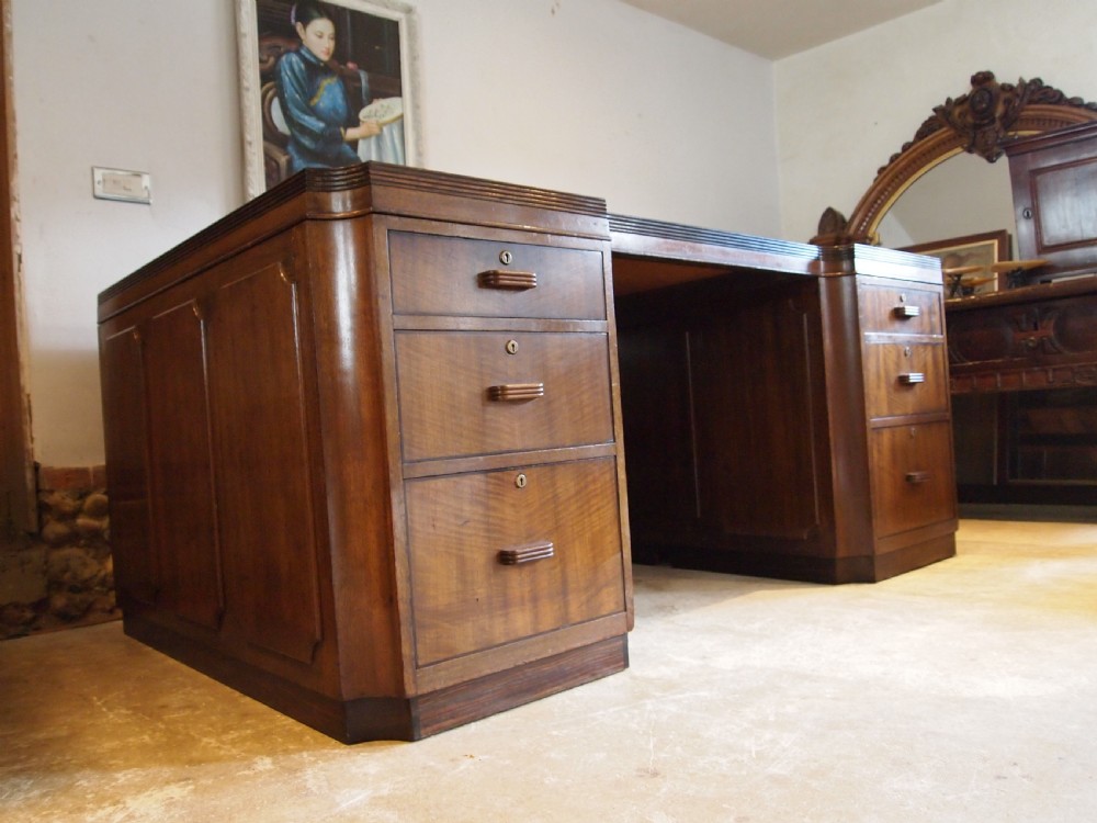 Desk Stunning Art Deco Mahogany Partners desk c1925 View XIV