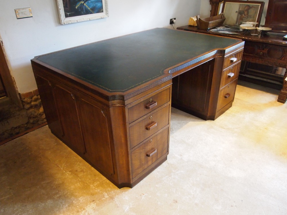 Desk Stunning Art Deco Mahogany Partners desk c1925 View XVIII