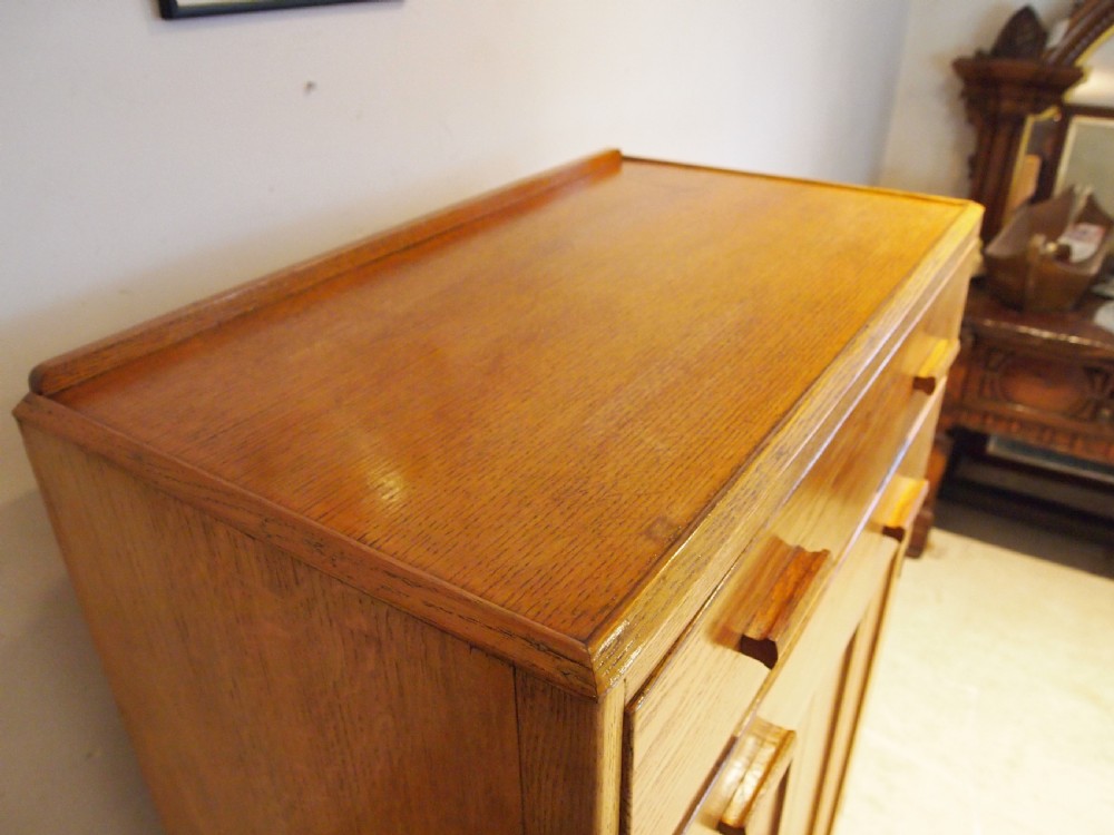Tallboy cupboard chest of drawers in the manner of Heals Oak c1930 View VII