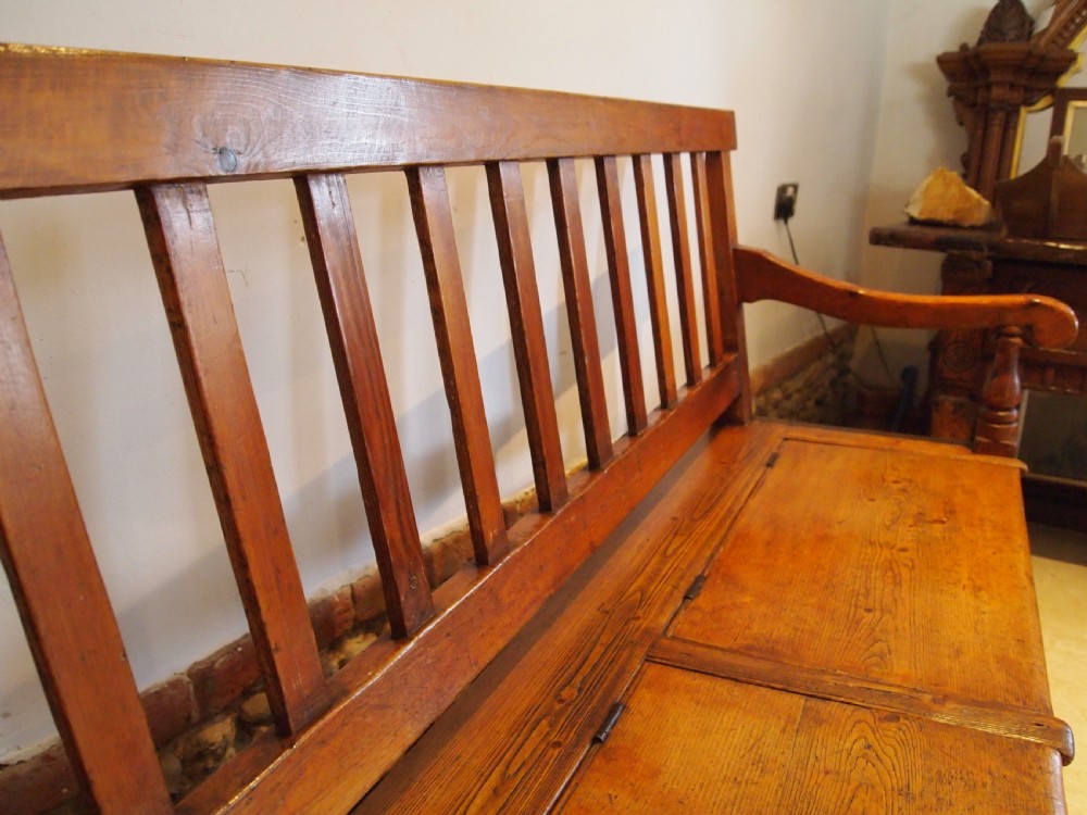 Settle bench pew seat rare George III Pine box settle c1790 View III
