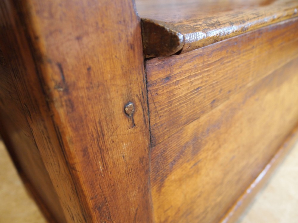 Settle bench pew seat rare George III Pine box settle c1790 View X