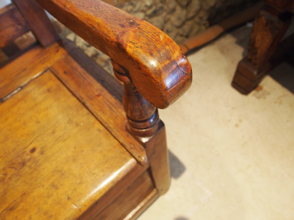 Settle bench pew seat rare George III Pine box settle c1790 View XV