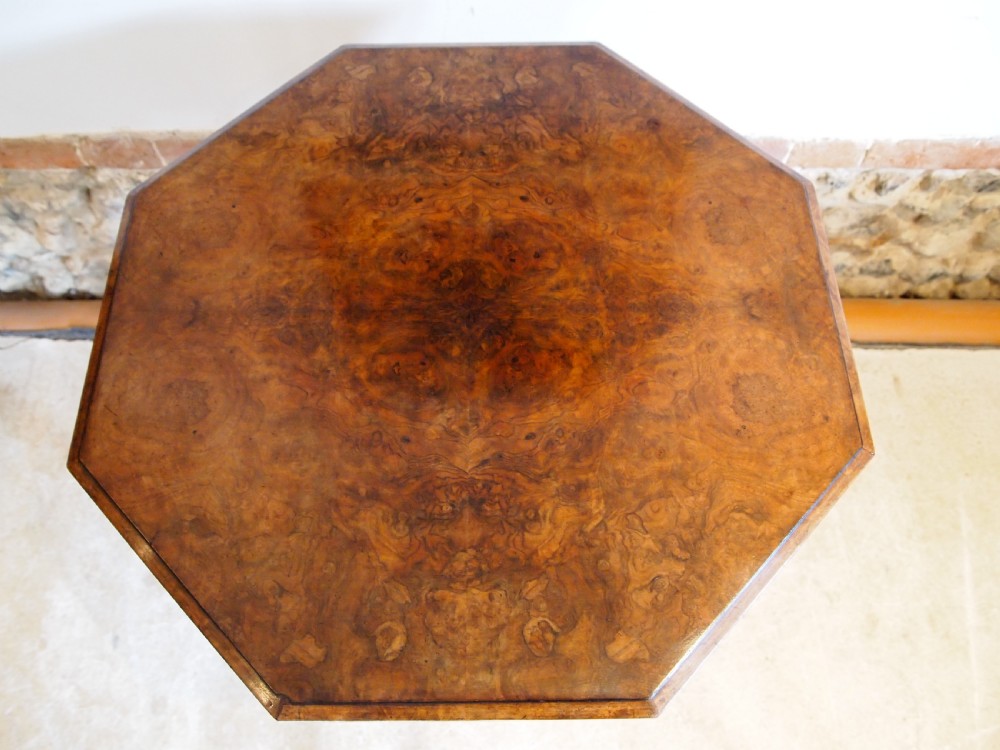 Table stunning burr Walnut hall side lamp table Victorian c1880 View IV