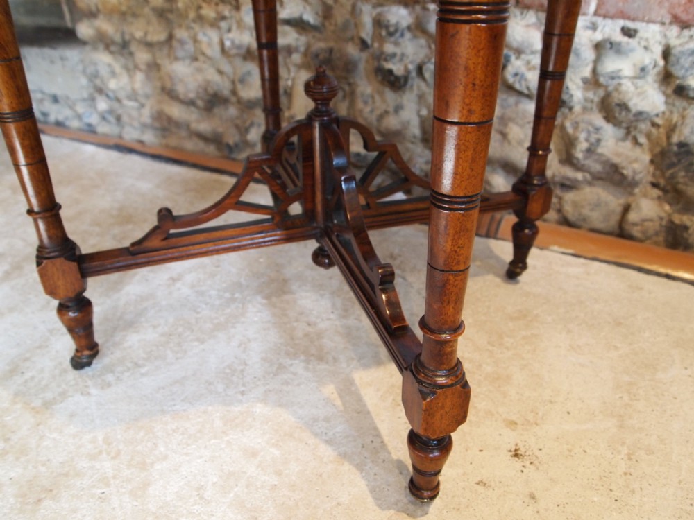 Table stunning burr Walnut hall side lamp table Victorian c1880 View VI