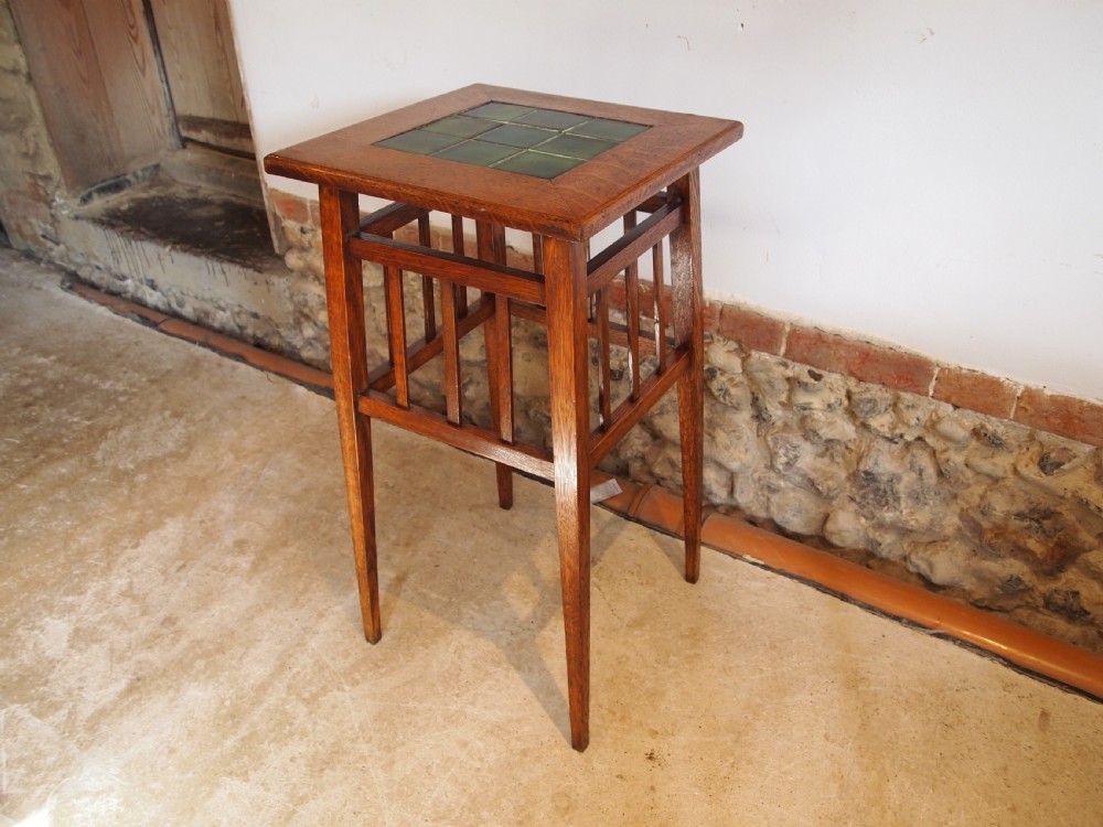 Table Arts and Crafts Oak Liberty style side lamp hall c1900 View IV