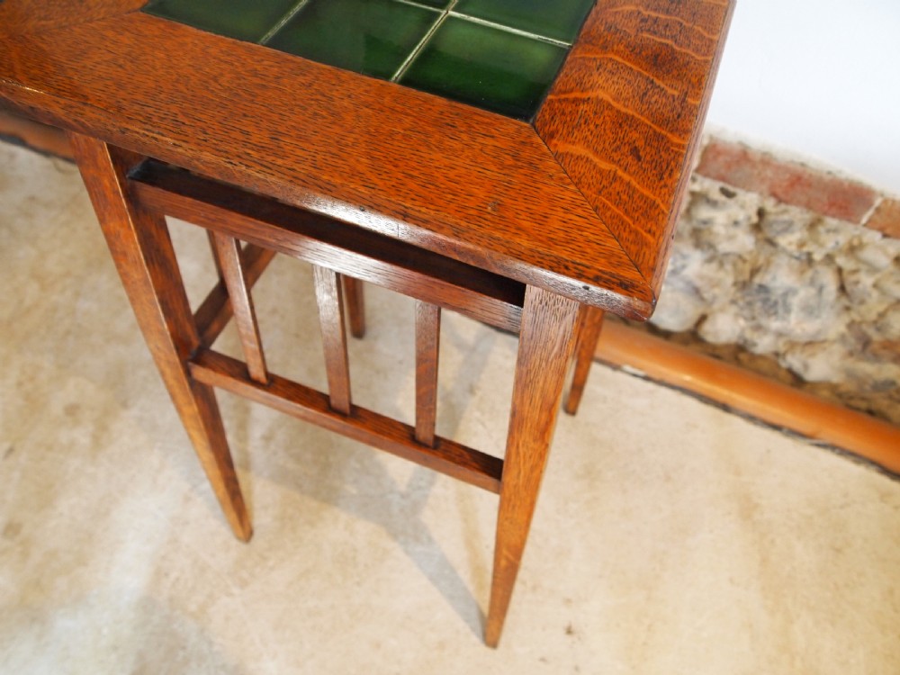 Table Arts and Crafts Oak Liberty style side lamp hall c1900 View VI