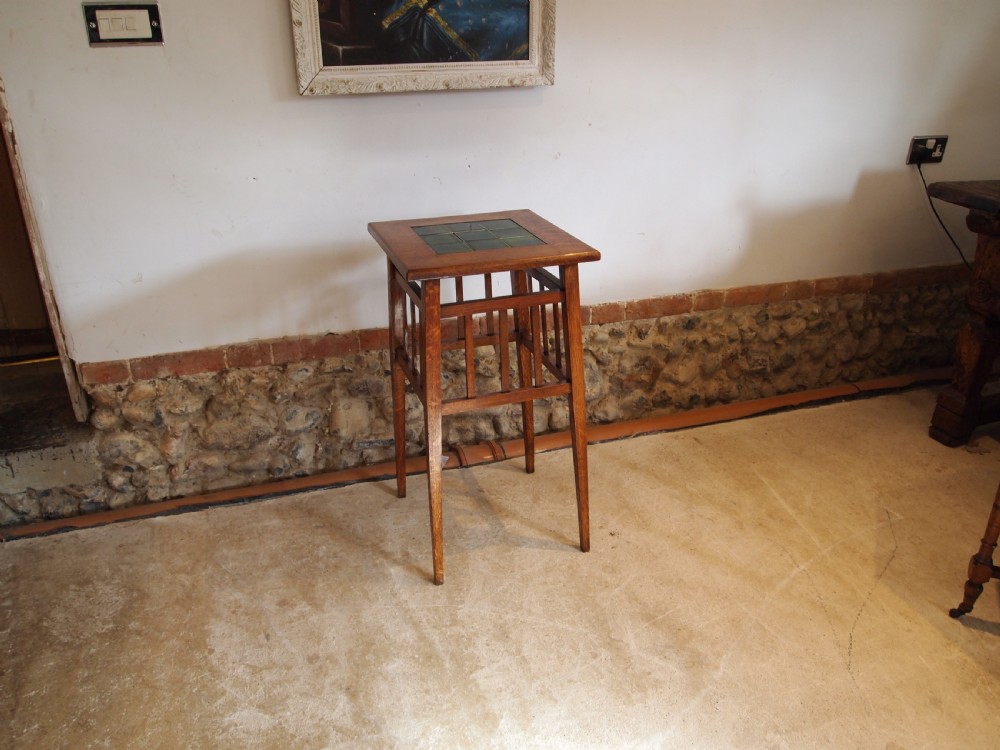 Table Arts and Crafts Oak Liberty style side lamp hall c1900 View VIII
