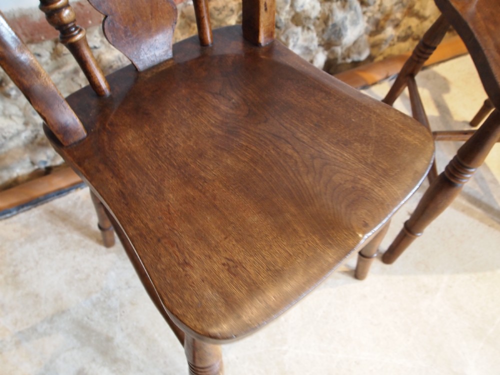 Chairs rare set of four Victorian fiddle back Windsor Ash and Elm c1870 View IV