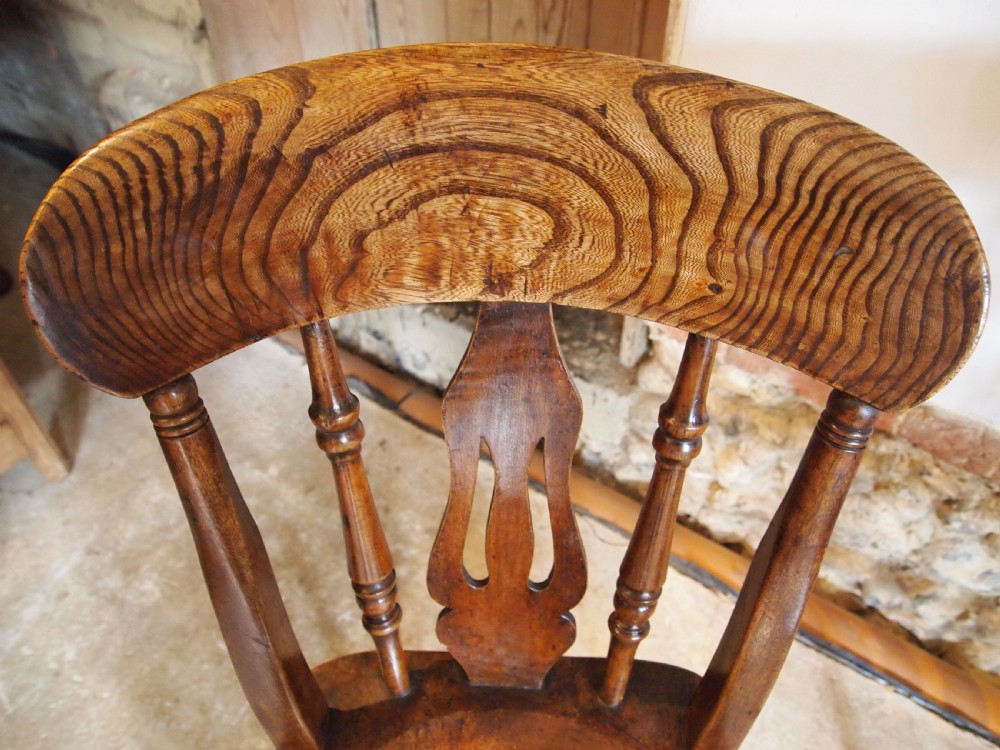 Chairs rare set of four Victorian fiddle back Windsor Ash and Elm c1870 View VI