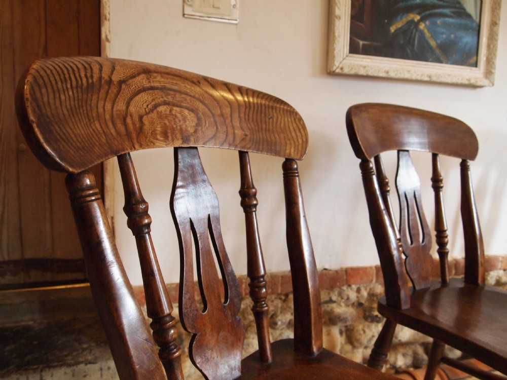 Chairs rare set of four Victorian fiddle back Windsor Ash and Elm c1870 View VIII