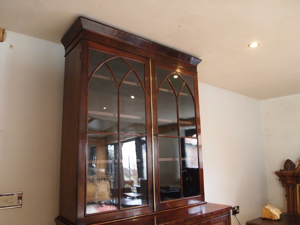 Bookcase secretaire Outstanding George III Mahogany Holkham Hall c1810 View V