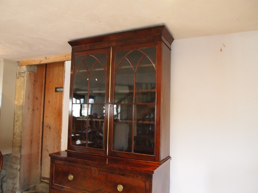 Bookcase secretaire Outstanding George III Mahogany Holkham Hall c1810 View XIV