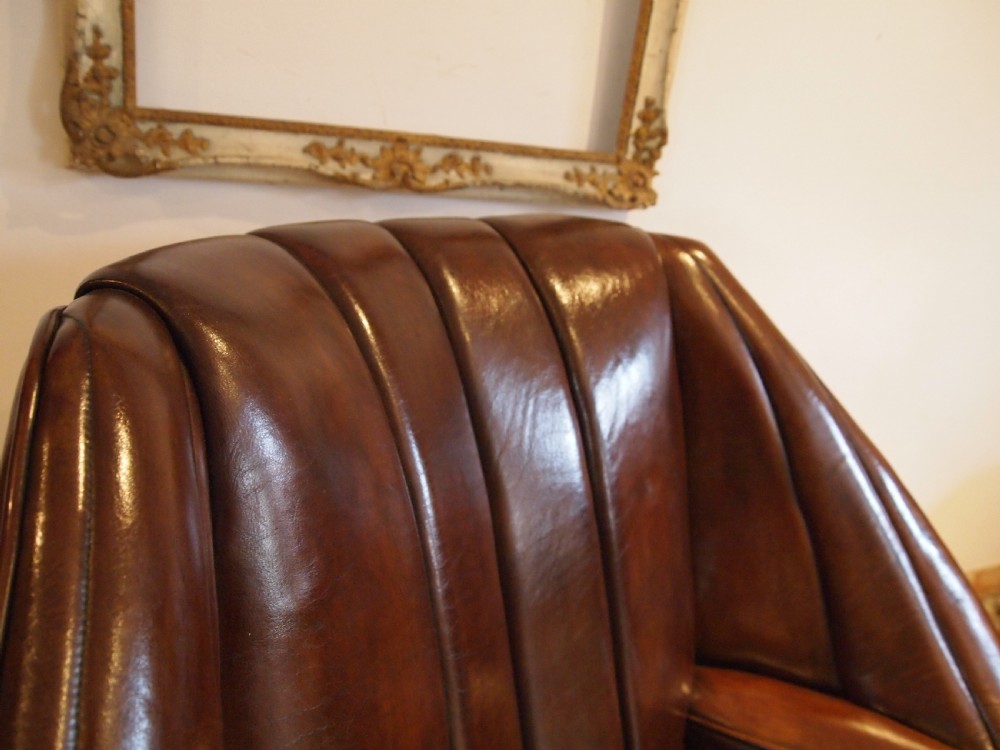 Chair stunning Edwardian Leather armchair c1910 View IV