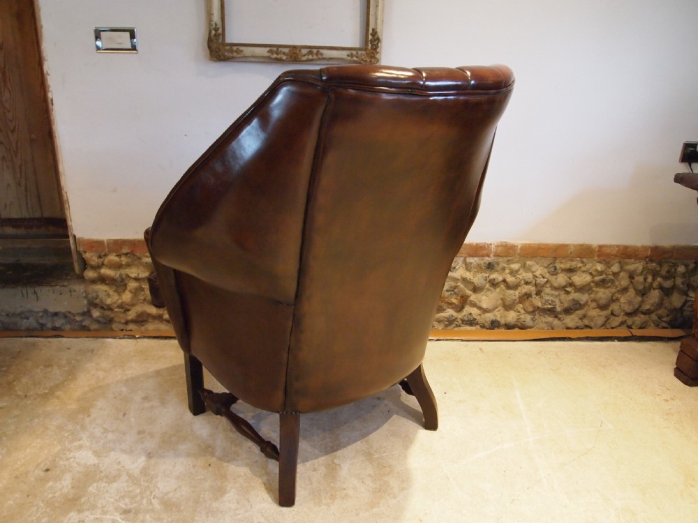 Chair stunning Edwardian Leather armchair c1910 View VI
