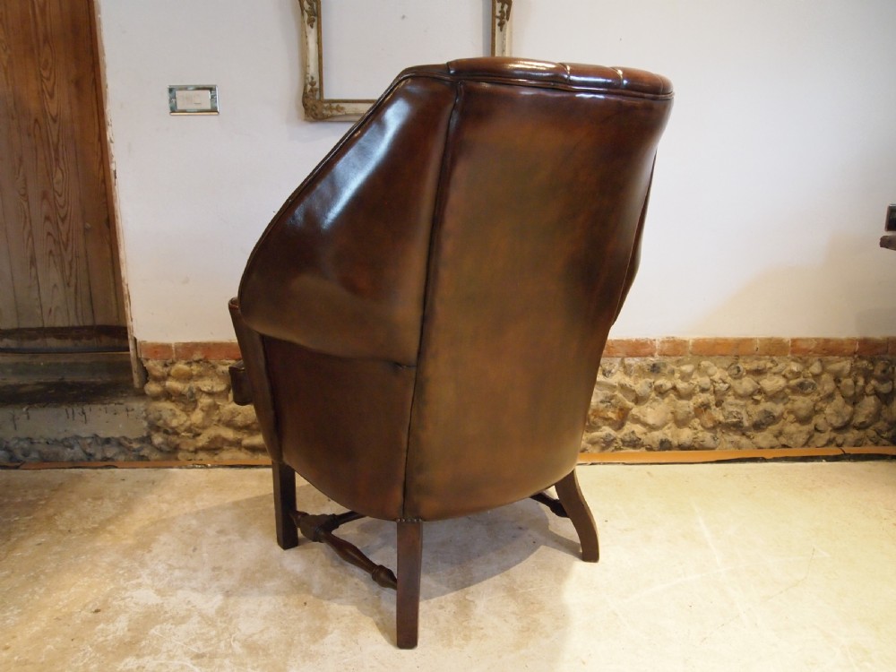 Chair stunning Edwardian Leather armchair c1910 View VII