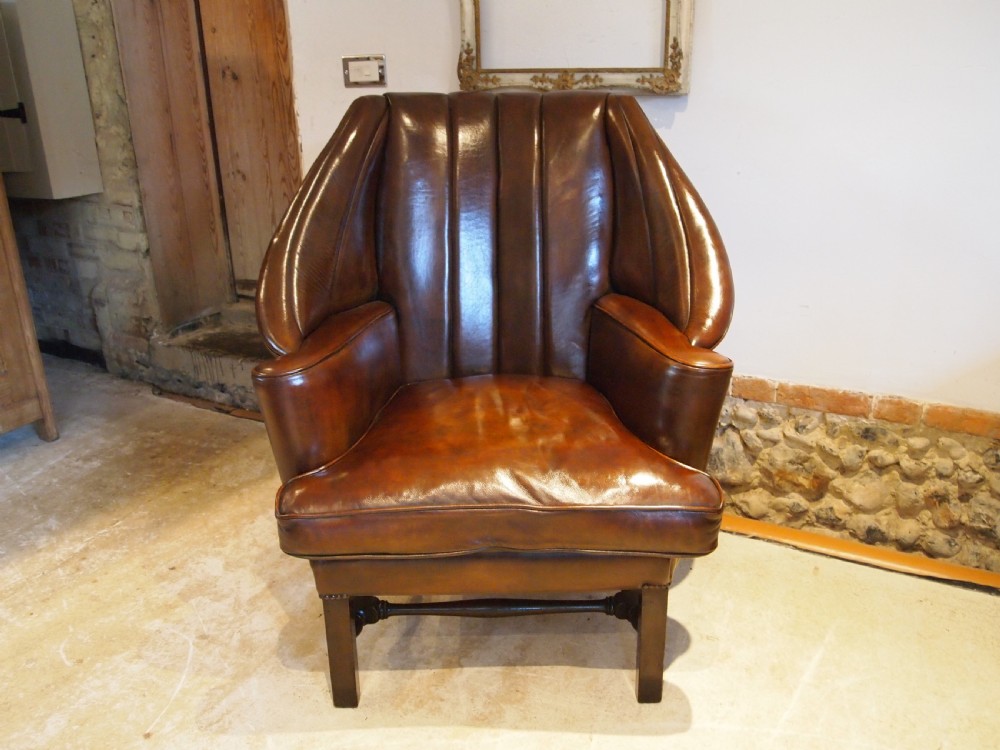 Chair stunning Edwardian Leather armchair c1910 View VIII
