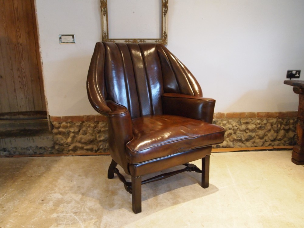 Chair stunning Edwardian Leather armchair c1910 View X