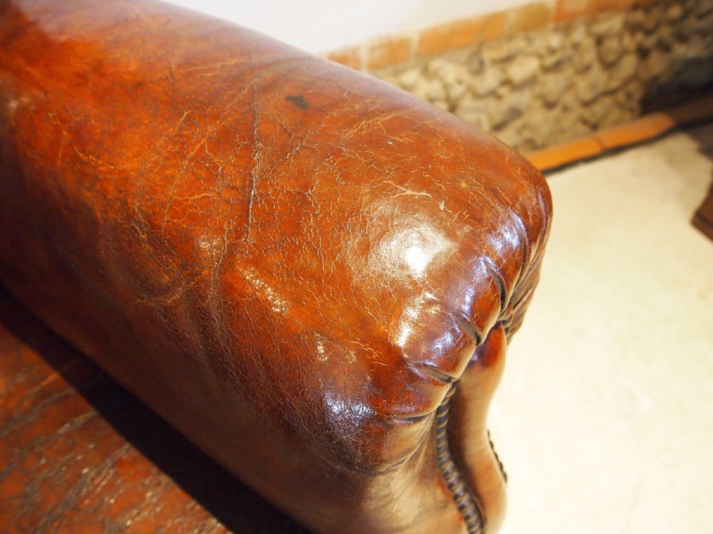 Chair superb Victorian club wing armchair Chestnut leather c1880 View IV
