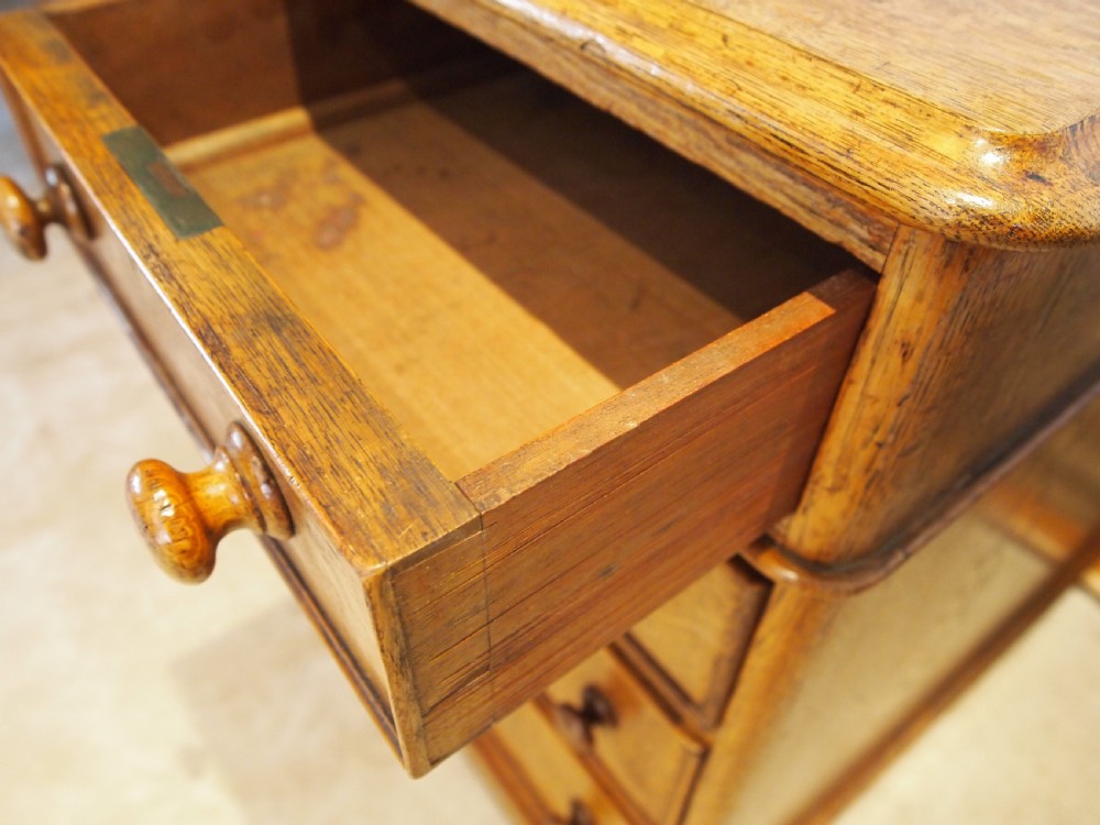 Desk superb Victorian Oak twin pedestal three part desk c1880 View VII