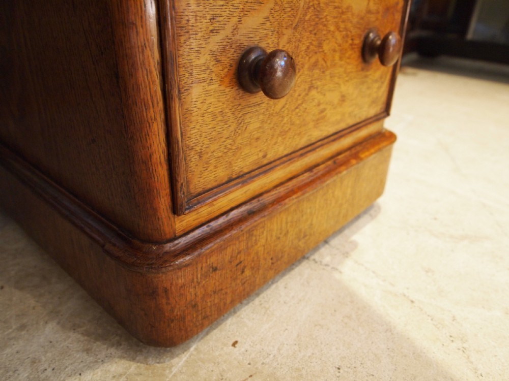 Desk superb Victorian Oak twin pedestal three part desk c1880 View XIV