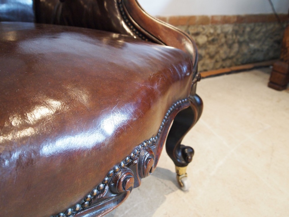 Chair outstanding William IV Walnut leather armchair c1835 View V