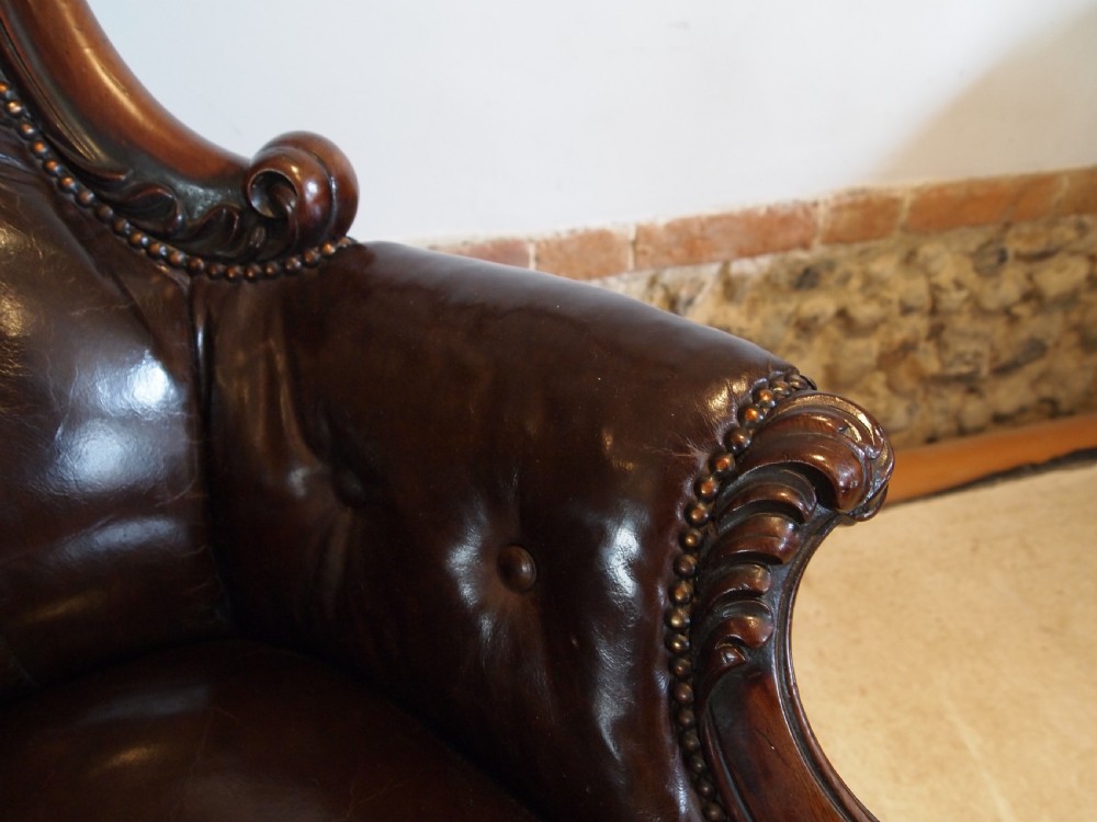 Chair outstanding William IV Walnut leather armchair c1835 View VIII