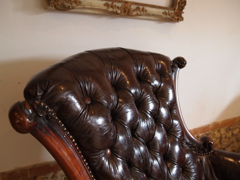 Chair outstanding William IV Walnut leather armchair c1835 View X