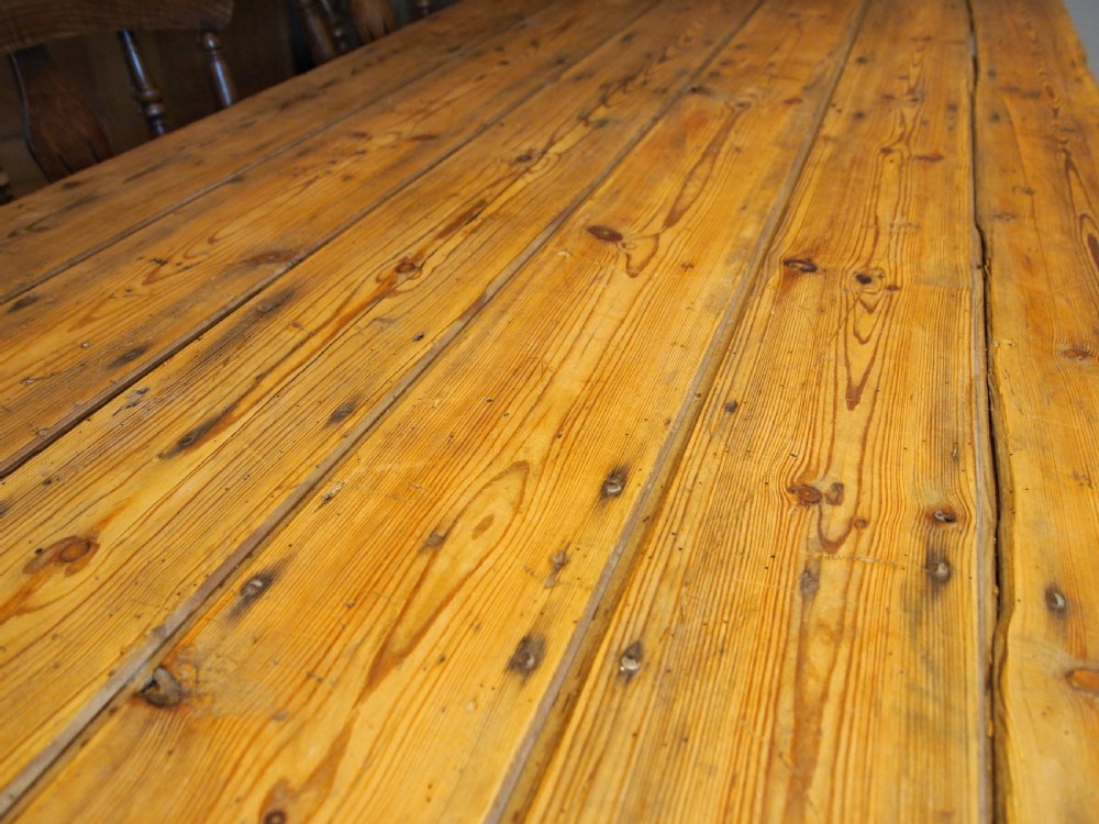 Table Edwardian Pine refectory farmhouse trestle table c1910 View III