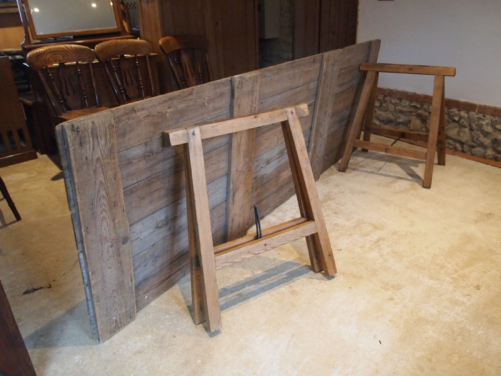 Table Edwardian Pine refectory farmhouse trestle table c1910 View IV