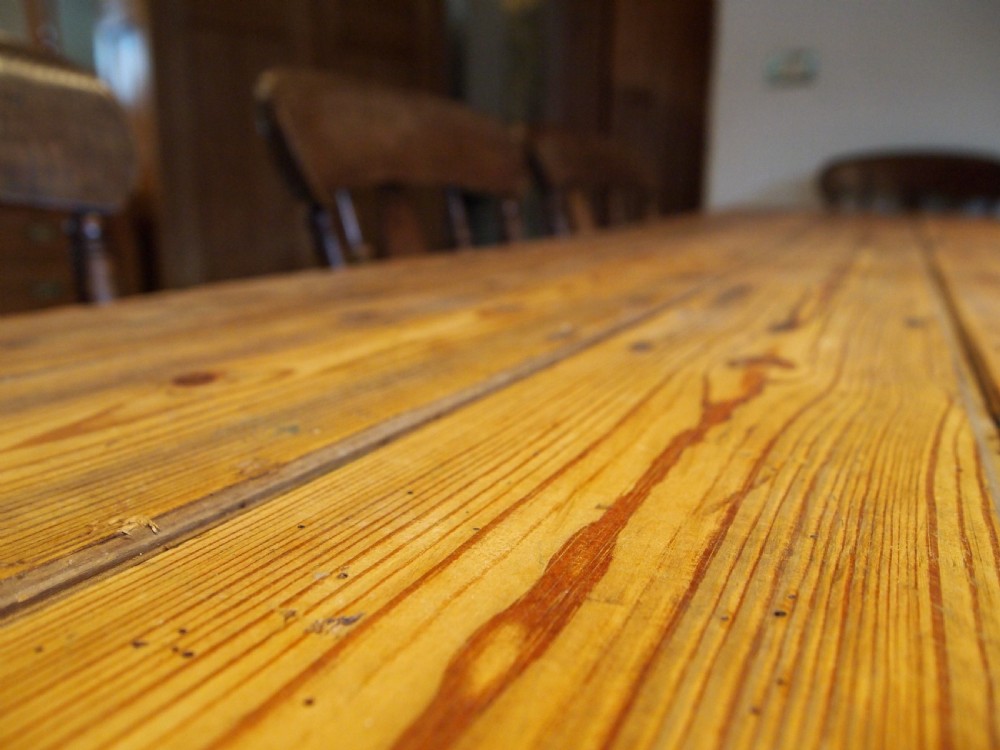 Table Edwardian Pine refectory farmhouse trestle table c1910 View X