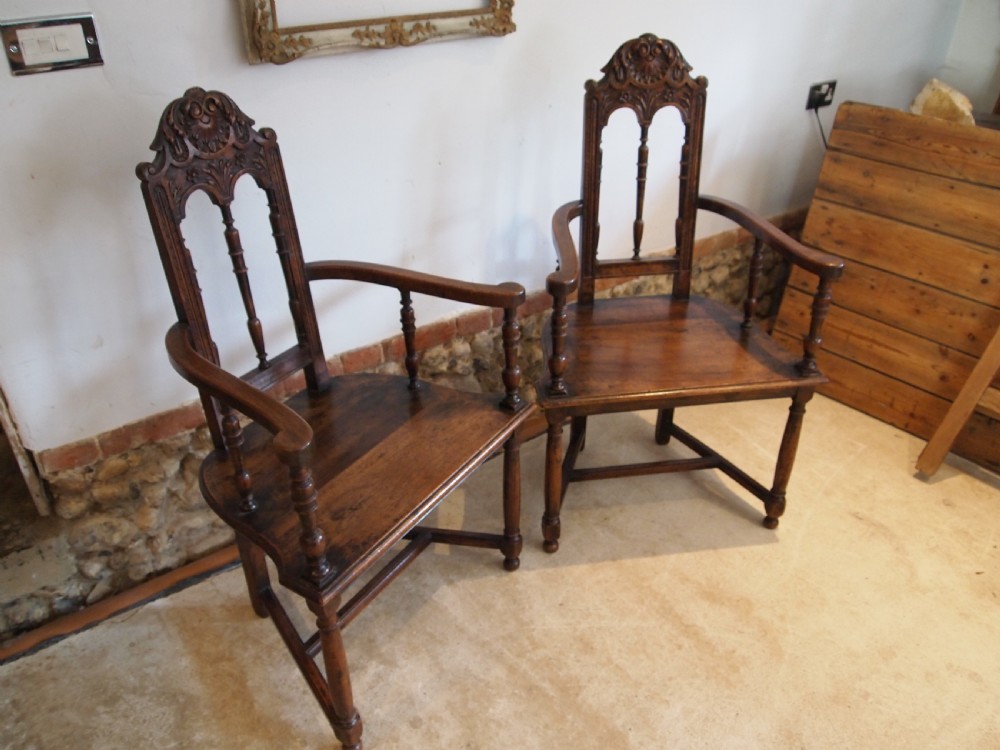 Chairs a rare pair of 19th c French Walnut Caquetoire chairs c1880 View IV