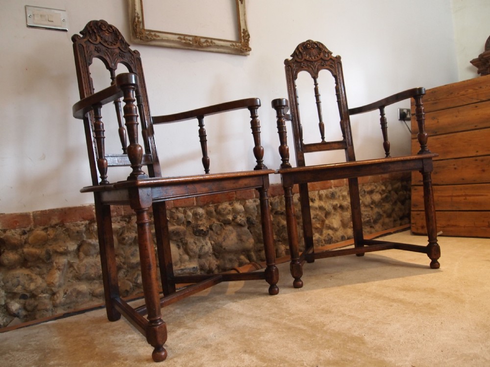 Chairs a rare pair of 19th c French Walnut Caquetoire chairs c1880 View VI