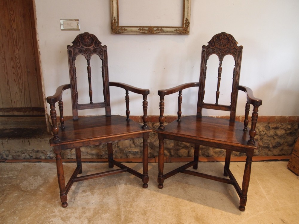 Chairs a rare pair of 19th c French Walnut Caquetoire chairs c1880 View IX