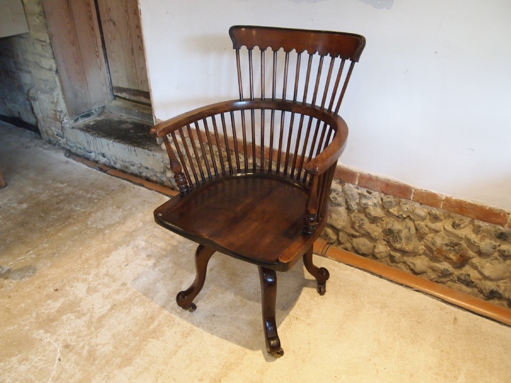 Chair fine Victorian swivel desk office chair Walnut c1890 View V