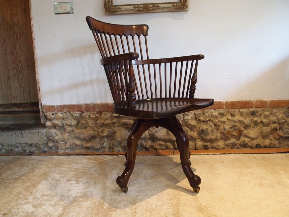 Chair fine Victorian swivel desk office chair Walnut c1890 View IX