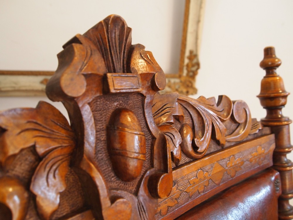 Chair rocking the finest Walnut & leather Victorian rocking chair c1880 View IV