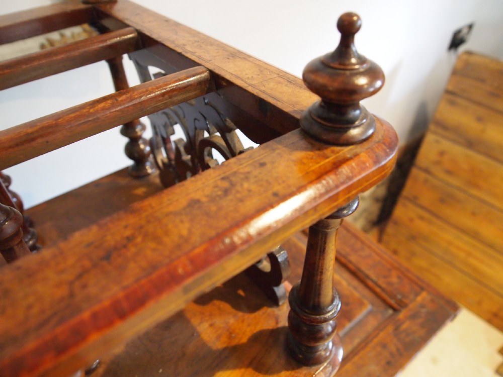 Canterbury magazine rack Early Victorian burr and figured Walnut c1840 View V