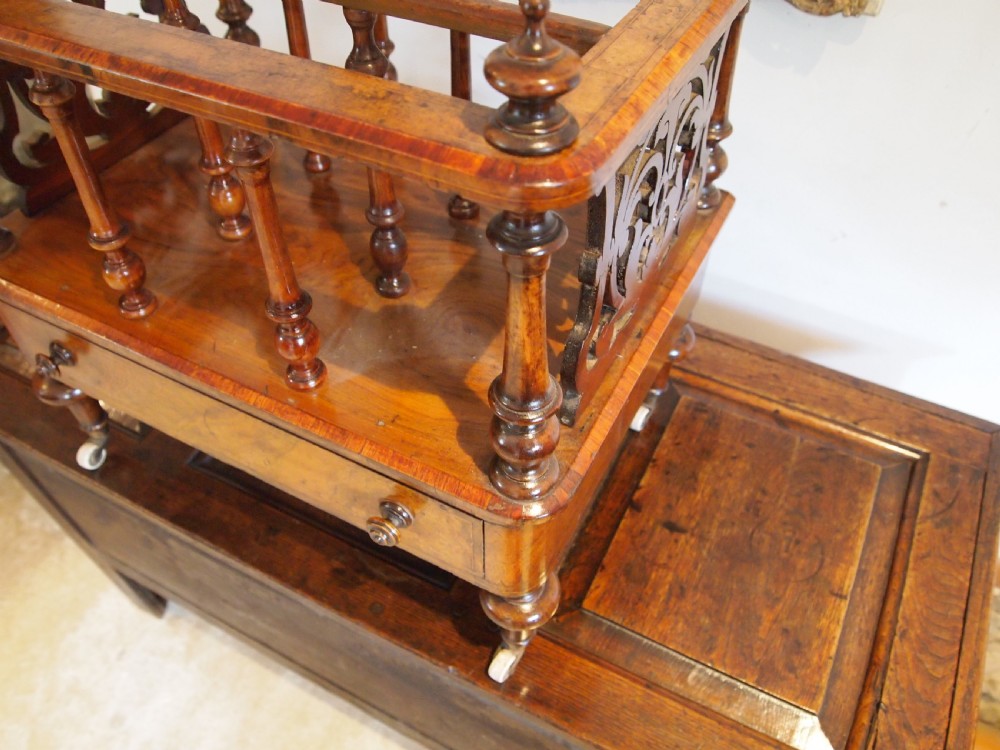 Canterbury magazine rack Early Victorian burr and figured Walnut c1840 View VII