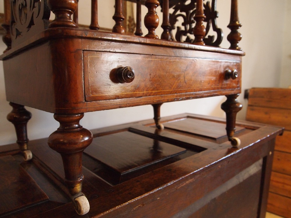Canterbury magazine rack Early Victorian burr and figured Walnut c1840 View VIII