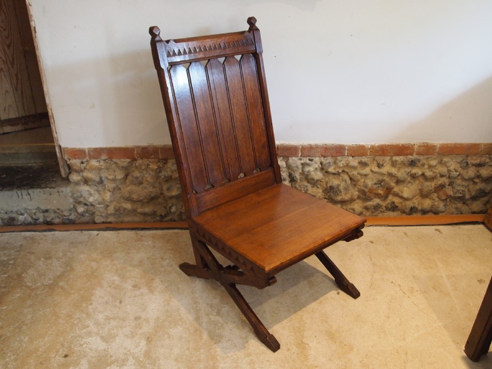 Chair Arts and Crafts Gothic Oak Pugin influenced c1880