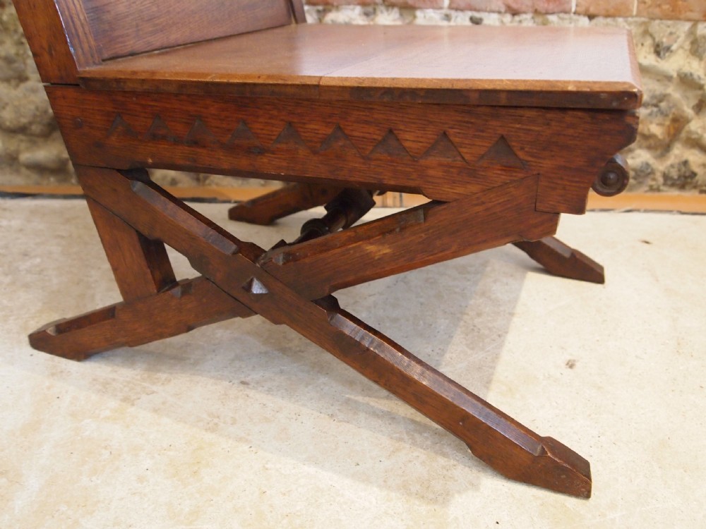 Chair Arts and Crafts Gothic Oak Pugin influenced c1880 View IV