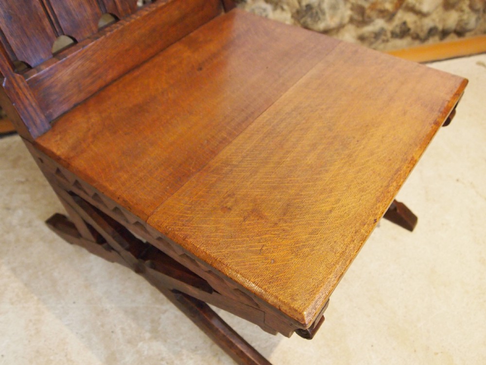 Chair Arts and Crafts Gothic Oak Pugin influenced c1880 View V