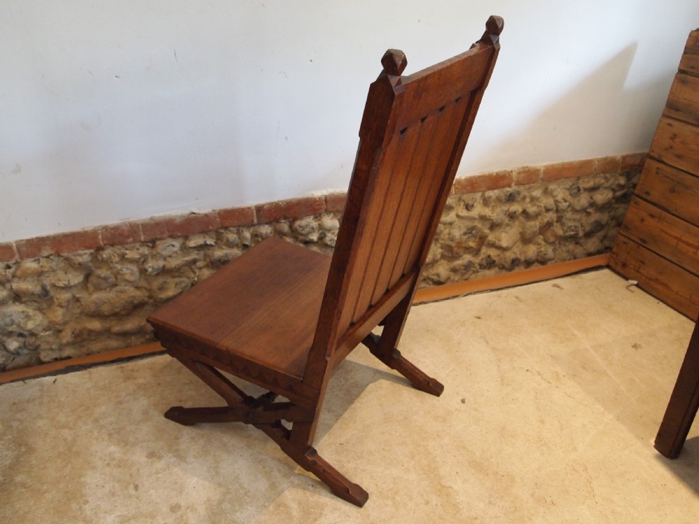 Chair Arts and Crafts Gothic Oak Pugin influenced c1880 View VI