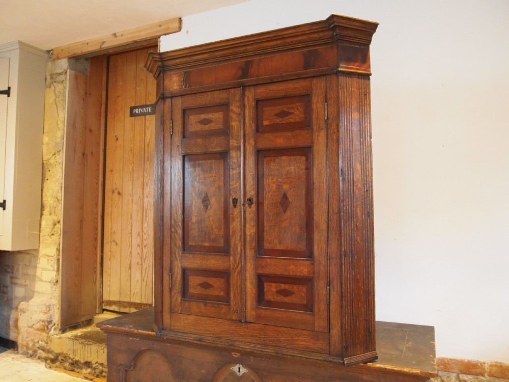Cupboard corner Fine quality George III Oak and Mahogany c1780
